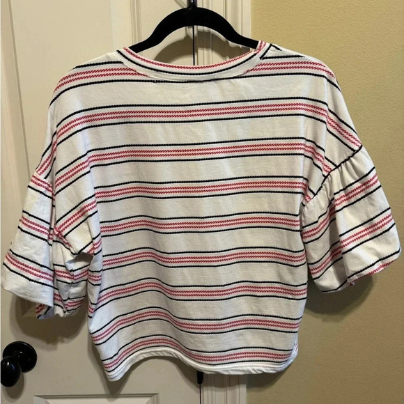 Code X Mode Puffy Sleeve Striped Shirt Sz M - Picture 7 of 10